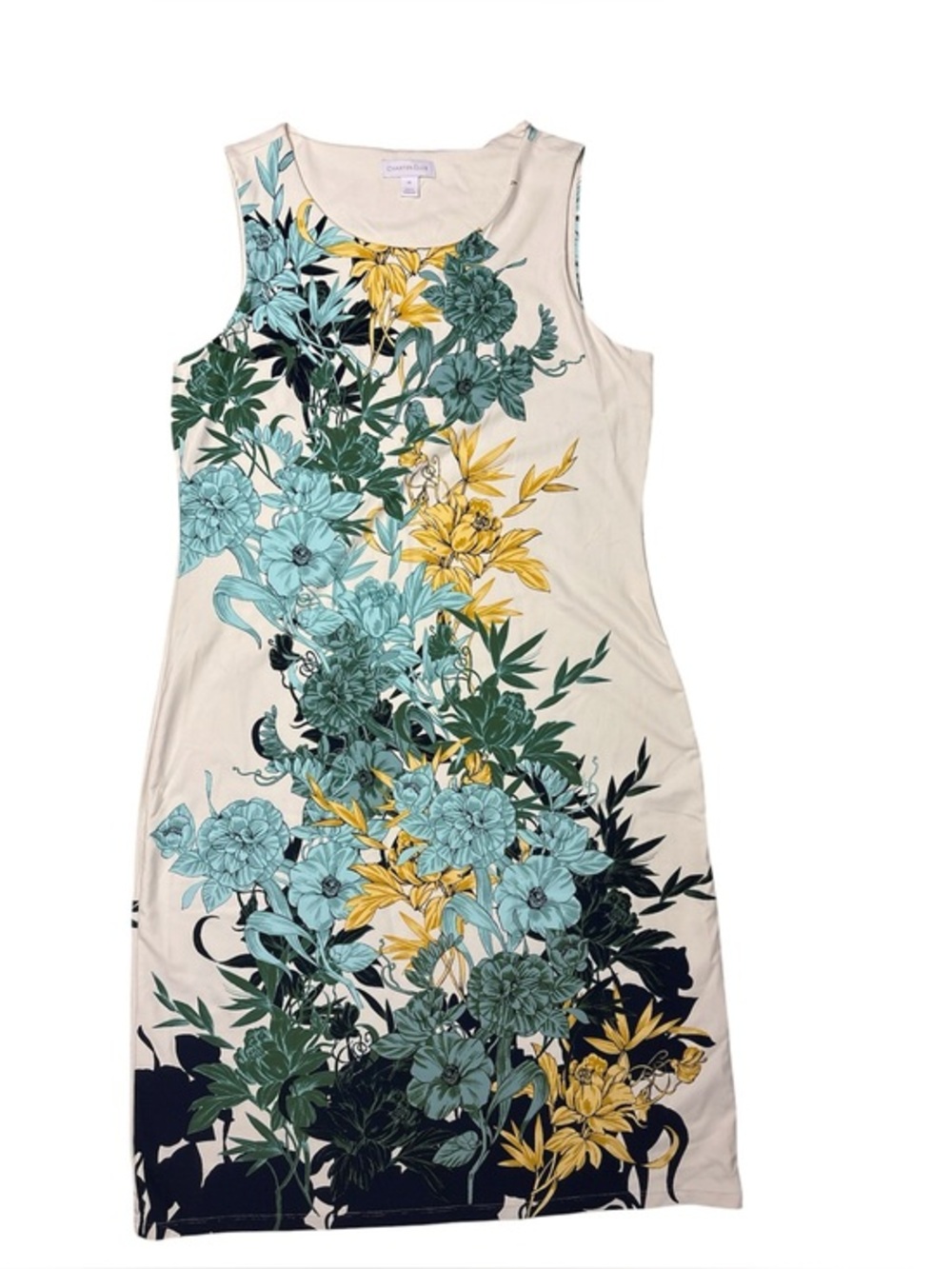 ⭐️ Charter Club Cream Midi Dress with Green & Yellow Floral Print- Medium